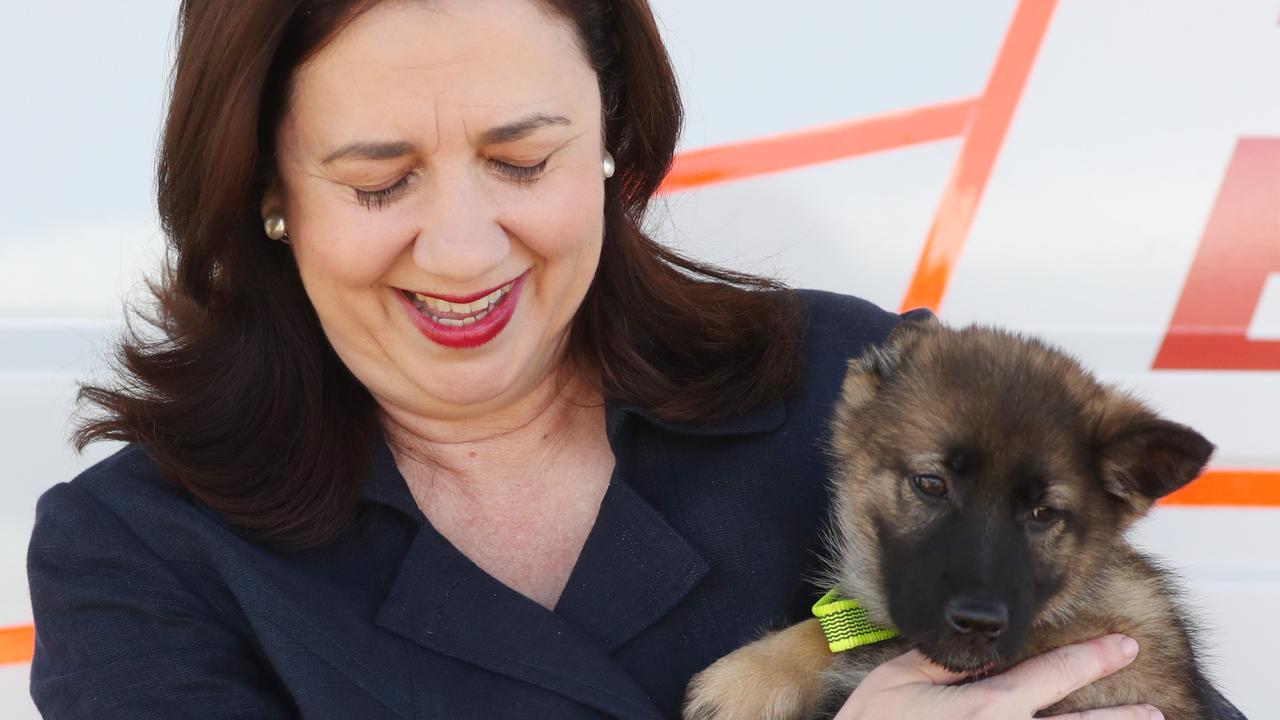 Premier Annastacia Palaszczuk visited the police academy at Oxley this morning to announce Labor would fund more police on the beat. Picture: Annette Dew