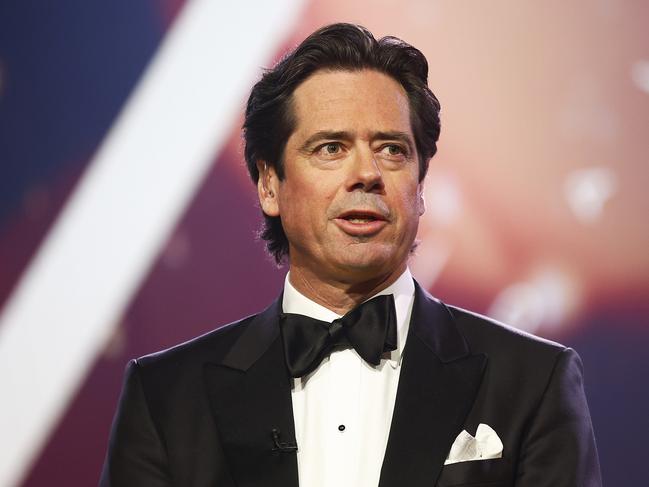 MELBOURNE, AUSTRALIA - SEPTEMBER 18: AFL CEO Gillon McLachlan speaks during the 2022 Brownlow Medal at Crown Entertainment Complex on September 18, 2022 in Melbourne, Australia. (Photo by Daniel Pockett/AFL Photos/via Getty Images)