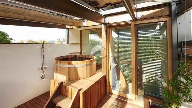 The East Melbourne home’s crowning glory: a hot tub. Picture: Barleystore.com.au