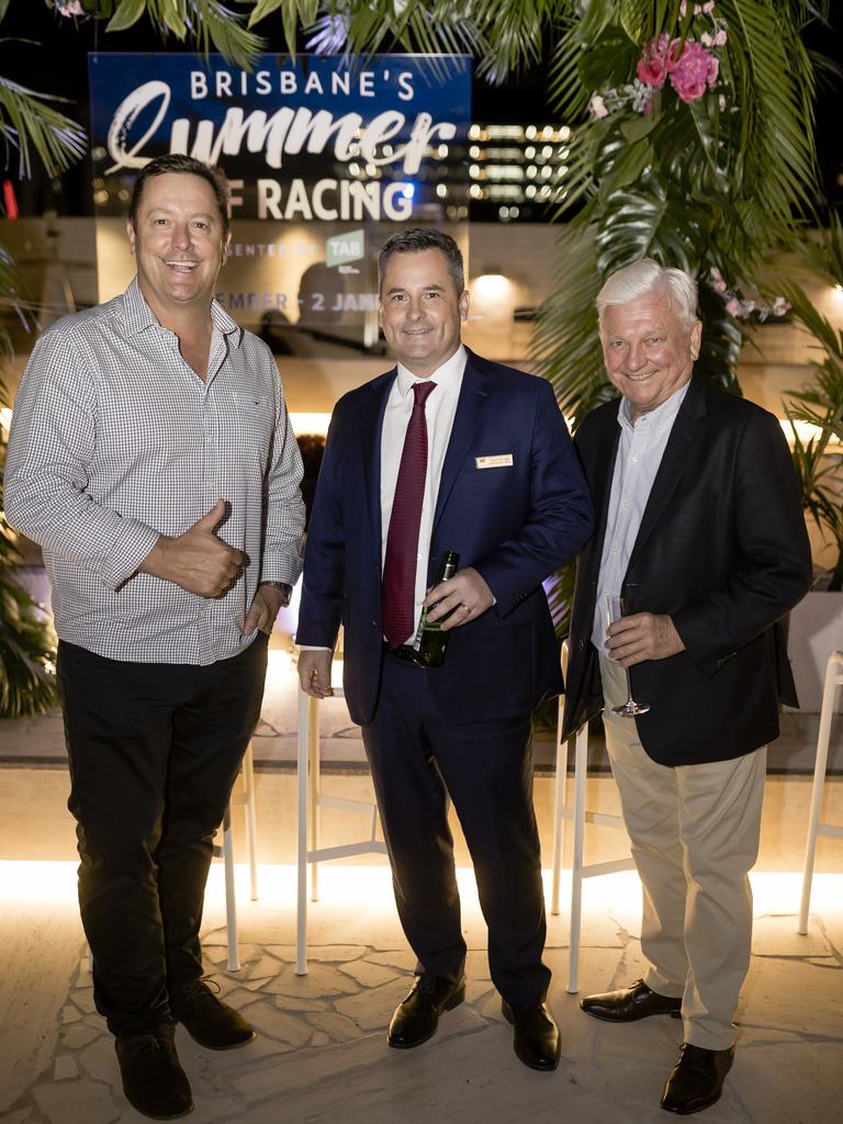 Scott Hillier, Tony Partridge and Bart Sinclair at Brisbane's Summer of Racing Launch at The Calile Hotel on November 19, 2020. Socials: Damien Anthony Rossi Pictures: Jared Vethaak