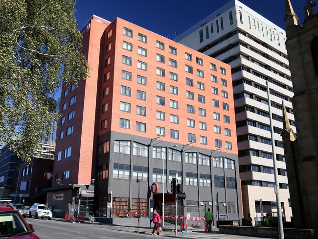 The Travelodge Hobart on the corner of Macquarie and Harrington streets in Hobart. Picture: SAM ROSEWARNE