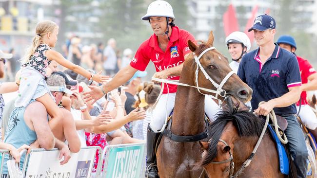 Nacho Figueras at the Magic Millions beach race. Picture: Luke Marsden.