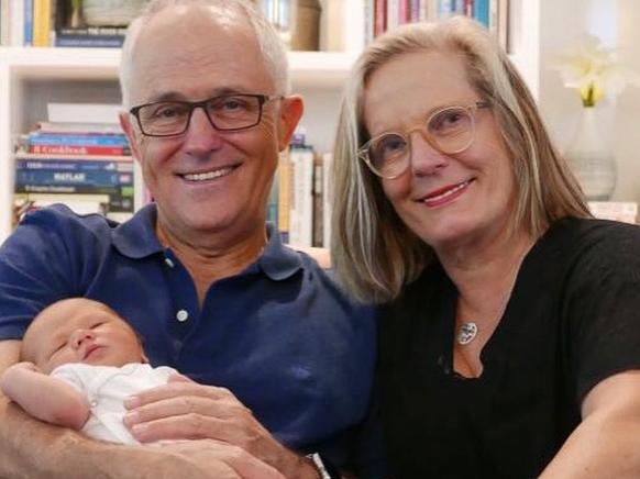 17/04/2018 PM Malcolm Turnbull posted a picture of his newest grandson, Ronan, while visiting Singapore with his wife Lucy on their way to London. Source: Instagram