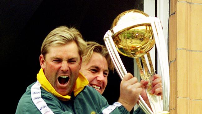 Shane Warne was named Man of the Match in the 1999 World Cup final victory over Pakistan. Picture: News Corp