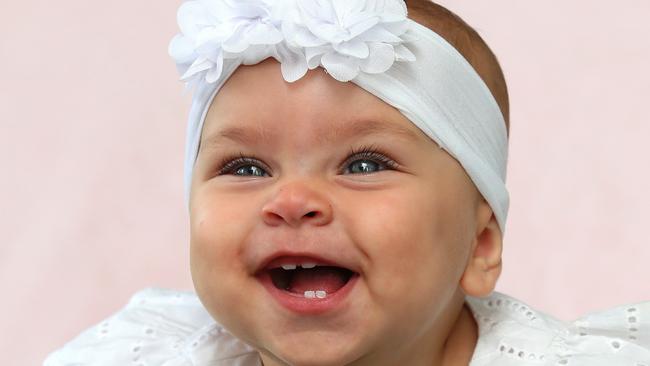 Aryana Bishop was the Gold Coast's runner up cutest baby, and its easy to see why. Aryana at her Pimpama home  and also with mum Samantha Bishop. Picture Glenn Hampson