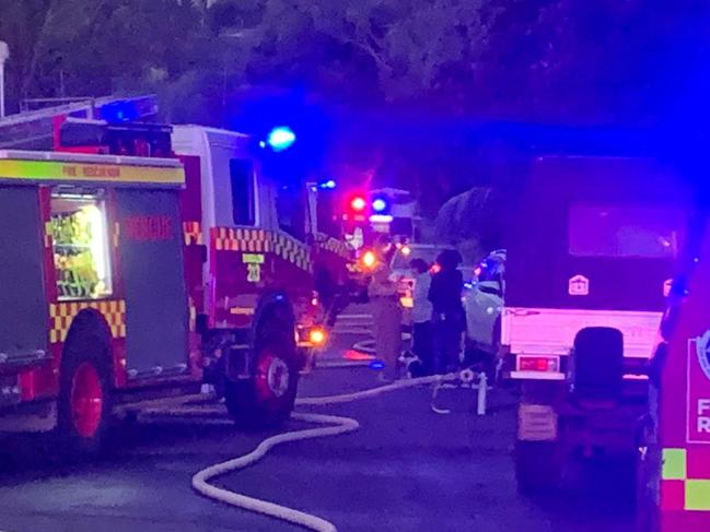 Emergency services at the scene of a building fire in Browning Street, Byron Bay on May 24, 2021. Picture: Javier Encalada