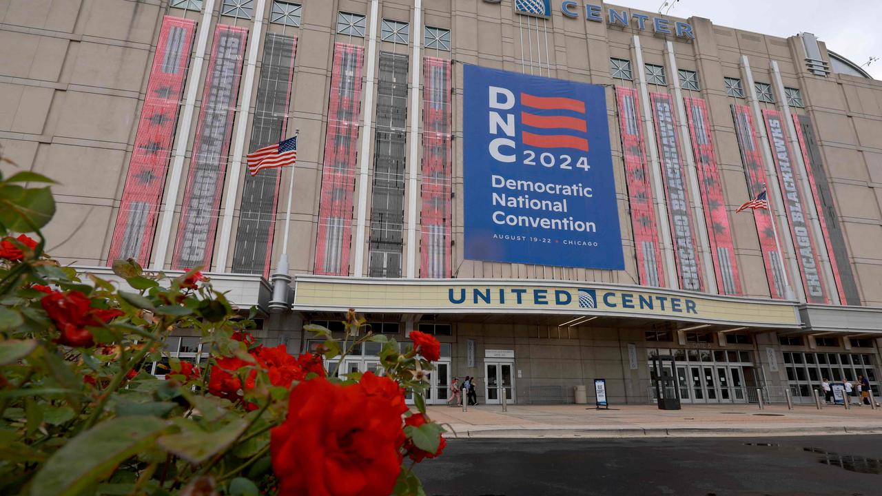 Workers prepare the United Center for the start of the Democratic National Convention in Chicago. The DNC runs from August 19-22. Picture: Joe Raedle/Getty Images/AFP