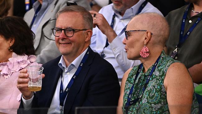 Prime Minister Anthony Albanese looks on during the Semifinal singles match between Novak Djokovic and Tommy Paul. (Photo by Quinn Rooney/Getty Images)