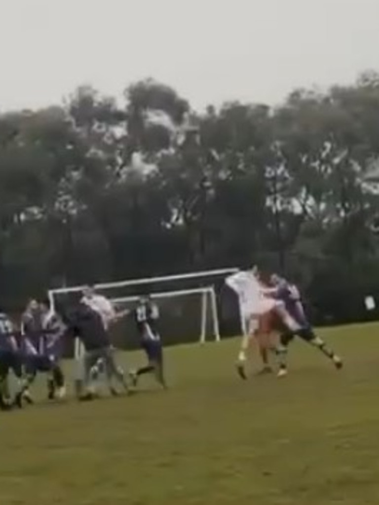 Video of wild brawl during Moreland United Football Club and Fawkner ...