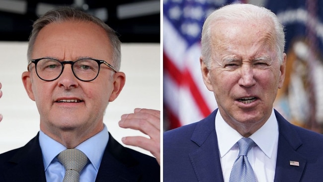 Labor leader Anthony Albanese and US President Joe Biden (right).