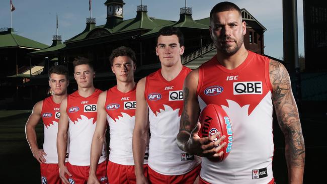 Lance Franklin and his young forwards are ready to tackle GWS. Picture: Phil Hillyard.