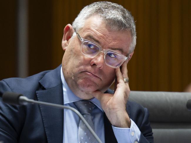 CANBERRA, AUSTRALIA, NewsWire Photos. FEBRUARY 12, 2024: Senator Murray Watt appears before Legal and Constitutional Affairs, Senate Estimates at Parliament House in Canberra. Picture: NCA NewsWire / Martin Ollman