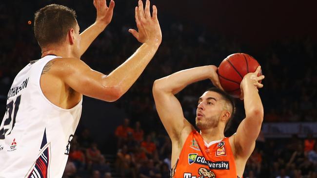 Mirko Djeric in the National Basketball League (NBL) match between the Cairns Taipans and the Adelaide 36ers, held at the Cairns Convention Centre. PICTURE: BRENDAN RADKE