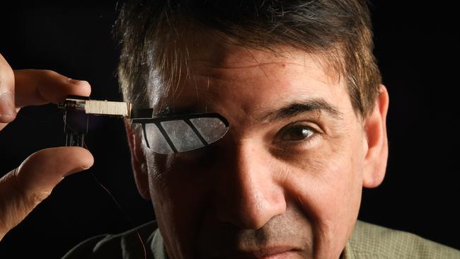 UniSA Professor Javaan Chahl, with his flapping wing for a birdlike drone prototype at Mawson Lakes. Picture: Tricia Watkinson.