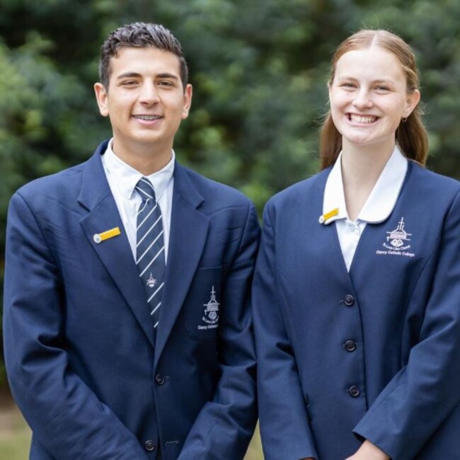 Clancy Catholic College students Hayley Arbidans and Anthony Azzi.