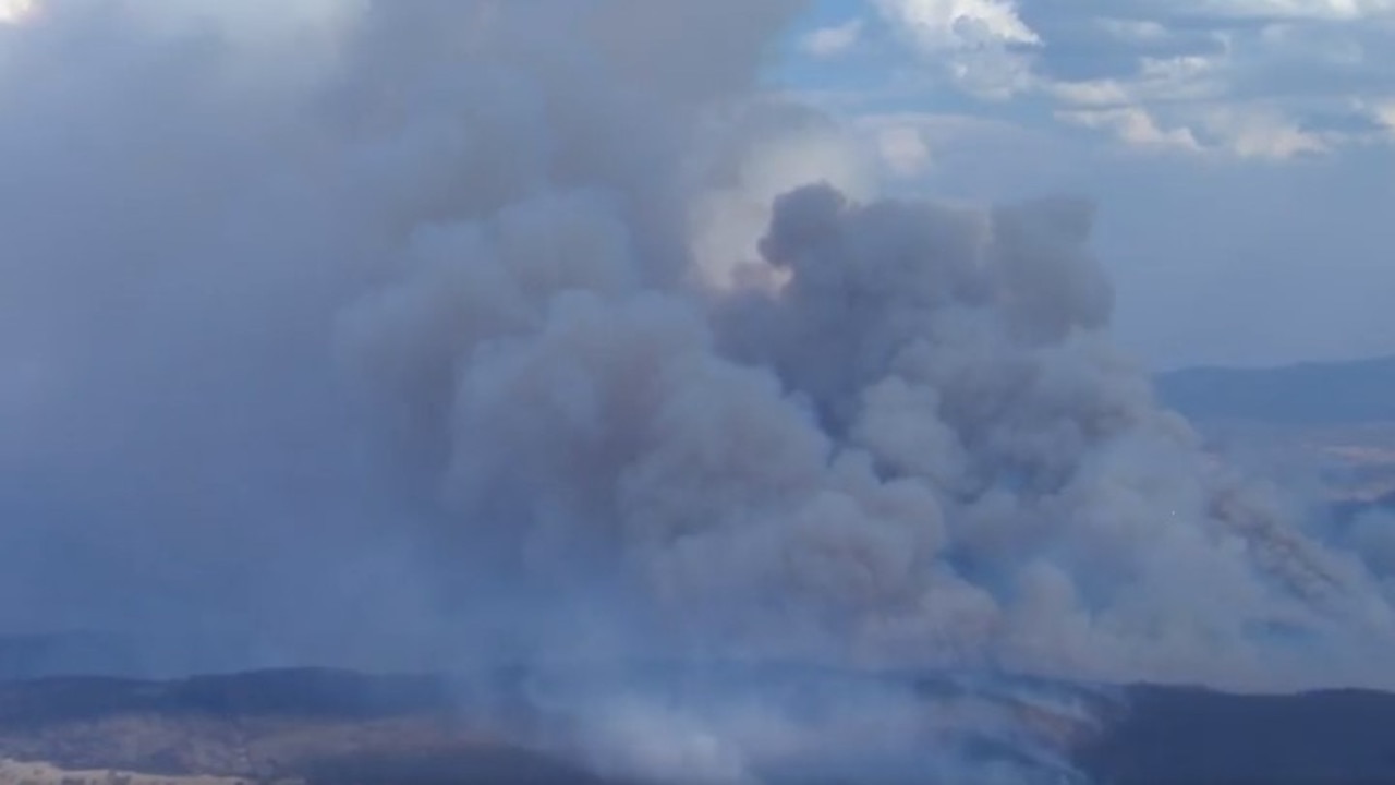 A fire burning near Stanthorpe on Tuesday. Picture: 9 News Queensland