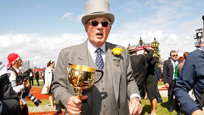 Winning owner Lloyd Williams with the 2017 Melbourne Cup. Picture: Paul Rovere