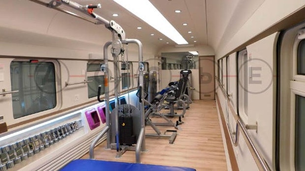 This Italian Technogym weights and resistance equipment, revealed in leaked brochures, is reportedly being replaced by newer tech for Putin. Picture: The Dossier Centre.