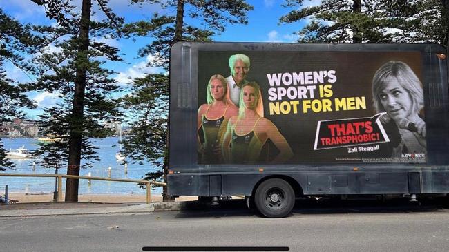 The billboard that Swimming Australia has demanded stop being used.