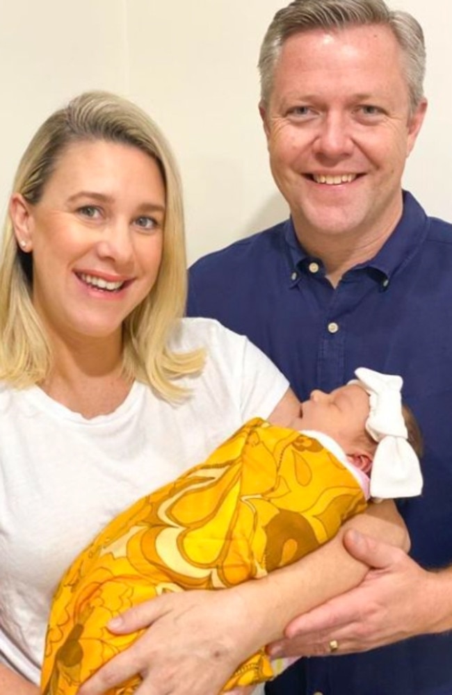 Fadden MP Cameron Caldwell with his wife, Lauren, and their new daughter, Marigold Elle Caldwell.