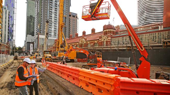 The Metro Tunnel project opening in Franklin Street, Melbourne. Picture Stuart McEvoy.