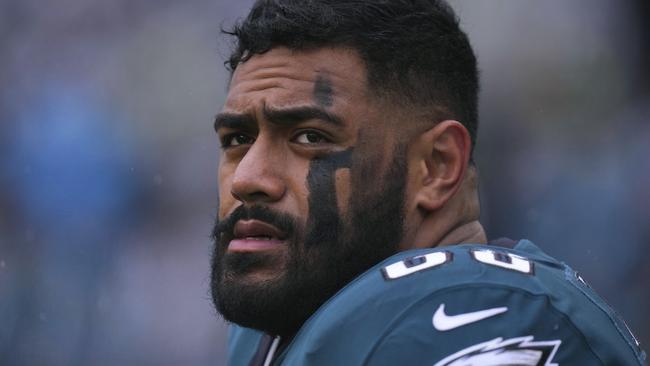 This year’s Super Bowl has a true Australian flavour – with our very own Jordan Mailata lining up for the Philadelphia Eagles. Picture: Mitchell Leff/Getty Images