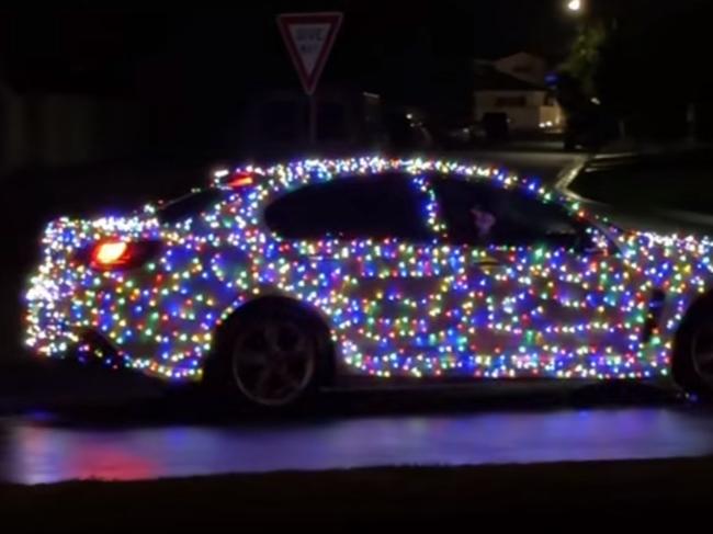 Aussies have been warned against decorating cars with Christmas lights. Picture: TikTok.