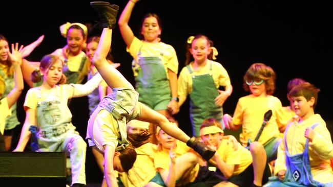Anglesea Primary School students performing at the Geelong Schools Music and Movement Festival. Picture: Alison Wynd