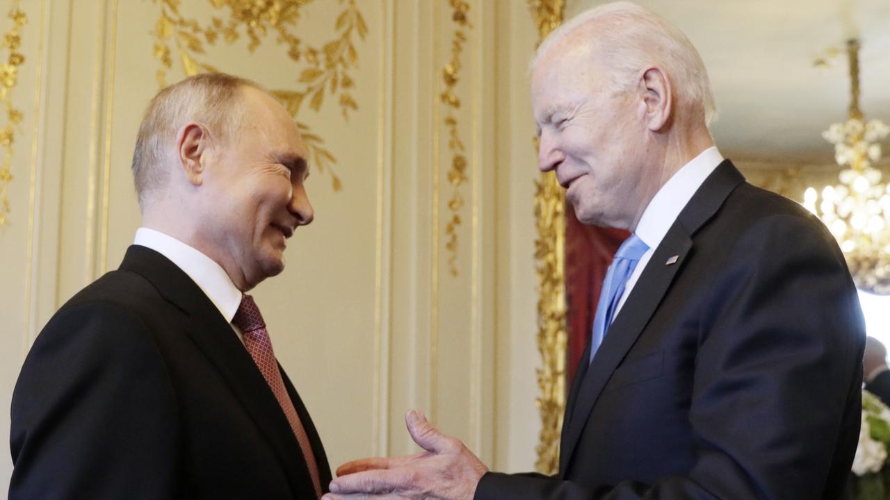 Vladimir Putin and Joe Biden meet for talks in Geneva in June 2021. Picture: Mikhail Metzel\TASS via Getty Images