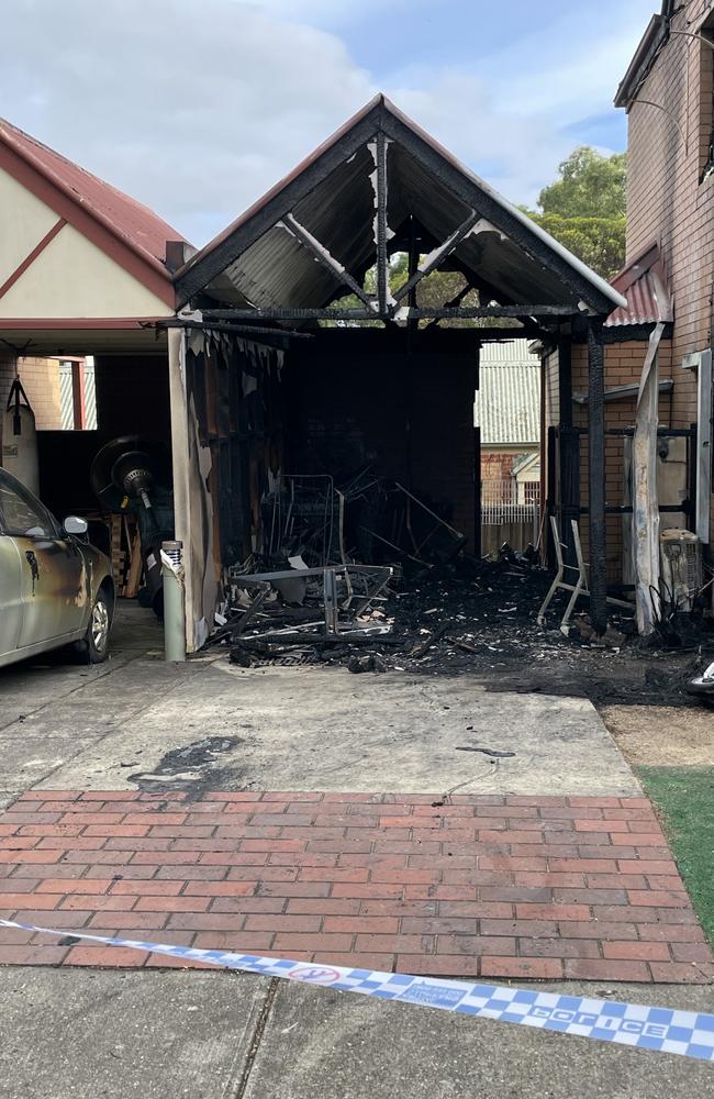 A car in a neighbouring driveway was damaged.