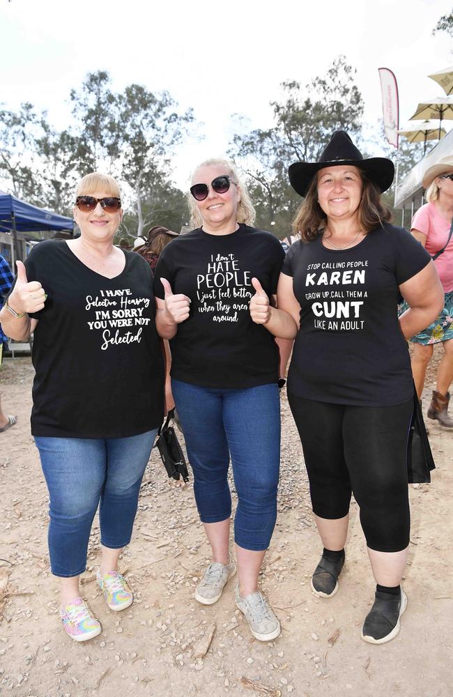 Tania Burke, Michelle Sheppard and Leisha Chapman at Gympie Music Muster. Picture: Patrick Woods.