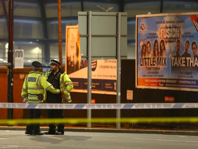 Police close to the Manchester Arena where Ariana Grande had performed. Picture: Getty