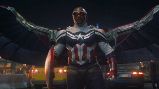 Sam Wilson in full Captain America garb.