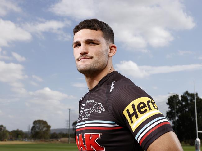 DAILY TELEGRAPH SEPTEMBER 26, 2023. Nathan Cleary ahead of the Penrith Panthers grand final against the Broncos. Picture: Jonathan Ng