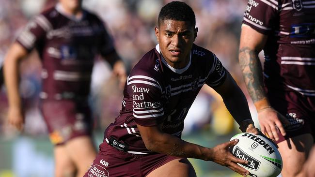 Manase Fainu playing for the Sea Eagles. Picture: AAP Image/Joel Carrett