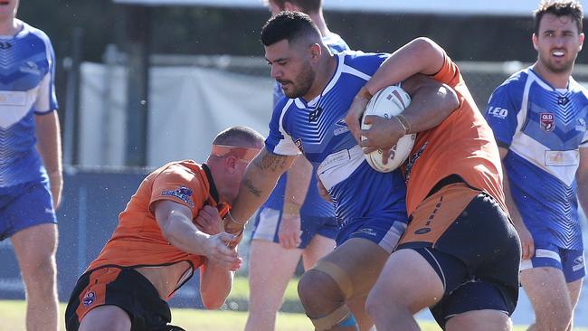 Sam Latu, pictured player against Southport, has got himself in the best shape of his time at Tugun. Pic Mike Batterham