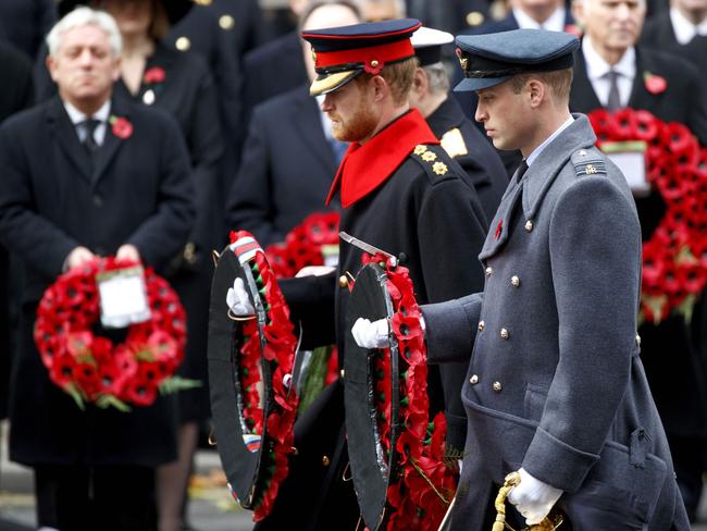 Prince William and Prince Harry during the 2017 service. Picture: AFP