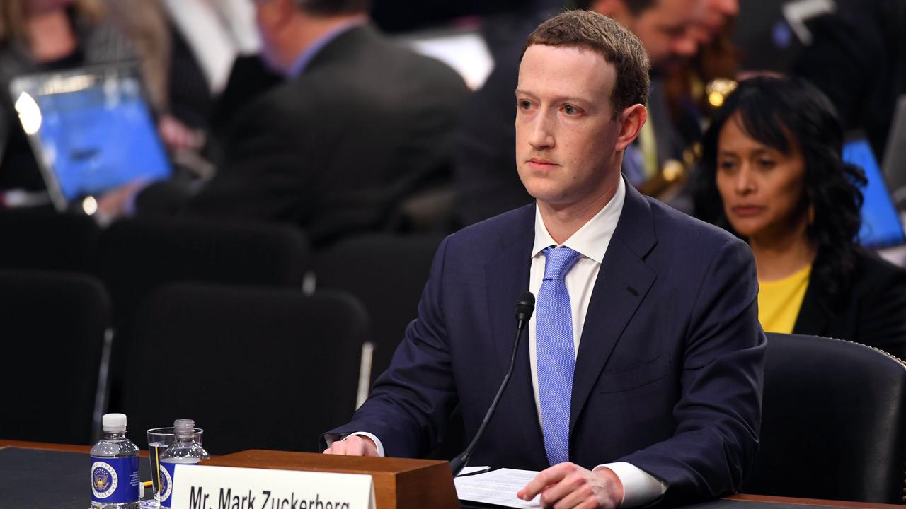 Facebook CEO Mark Zuckerberg testifies before a joint hearing of the Senate Committee on the Judiciary and the Senate Committee on Commerce, Science, and Transportation regarding the company’s use and protection of user data in Washington. Picture: Jack Gruber-USA TODAY/Sipa