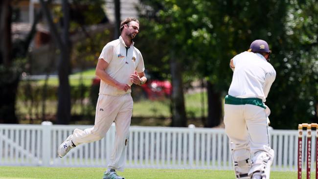 Action from the club cricket game between Redlands Tigers and Wynnum-Manly. Photo:Tertius Pickard