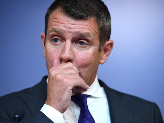 NSW Premier Mike Baird speaks during a press conference in Sydney, where he announced his retirement. Picture: (AAP Image/Paul Miller)