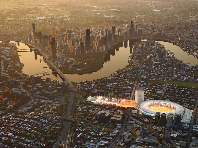 Supplied artist impression of the proposed Gabba redevelopment if Brisbane won the rights to the 2032 Brisbane Olympic Games