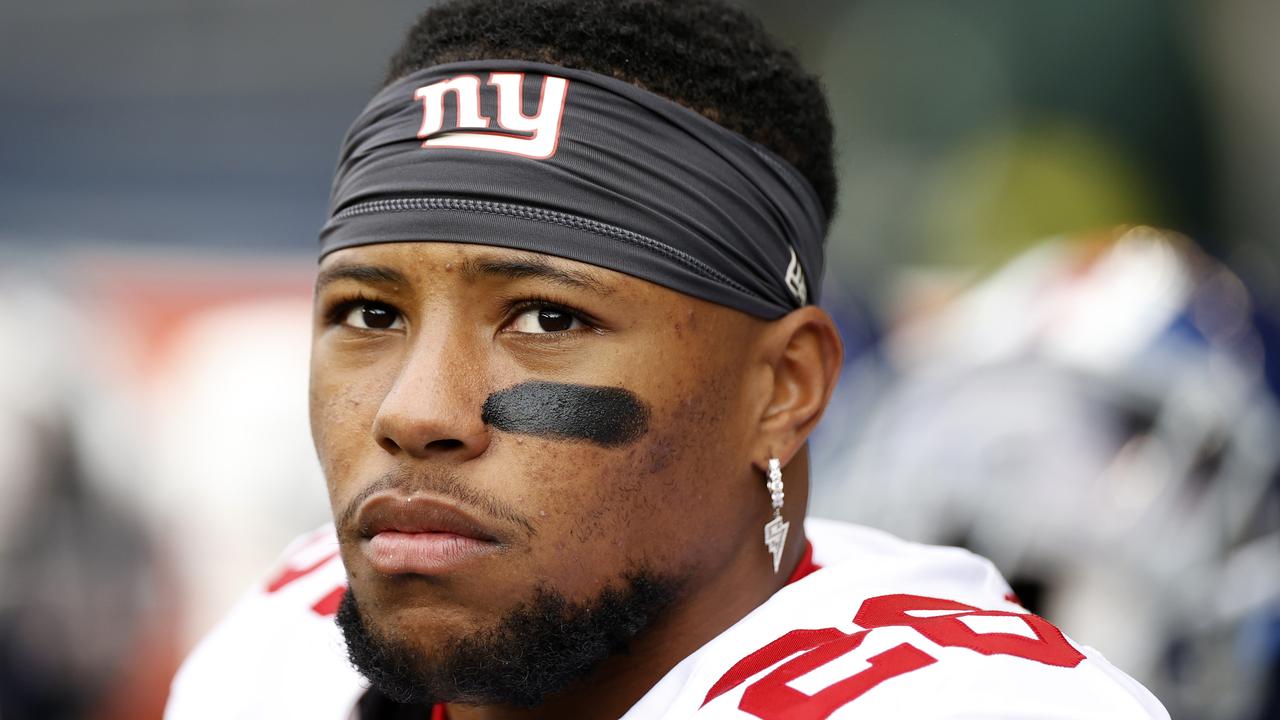 Saquon Barkley of the New York Giants runs with the ball against the News  Photo - Getty Images