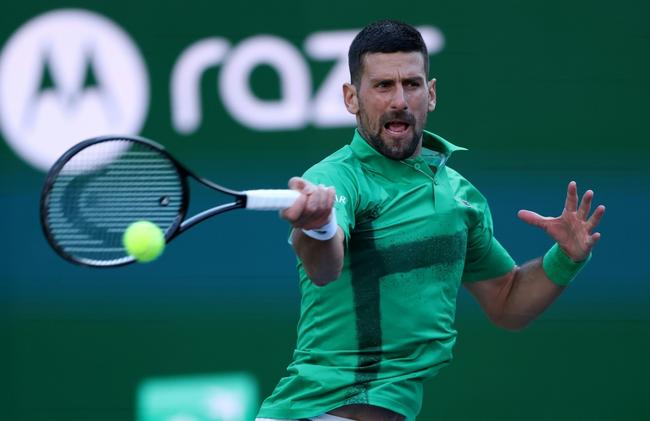 Novak Djokovic in action at Indian Wells