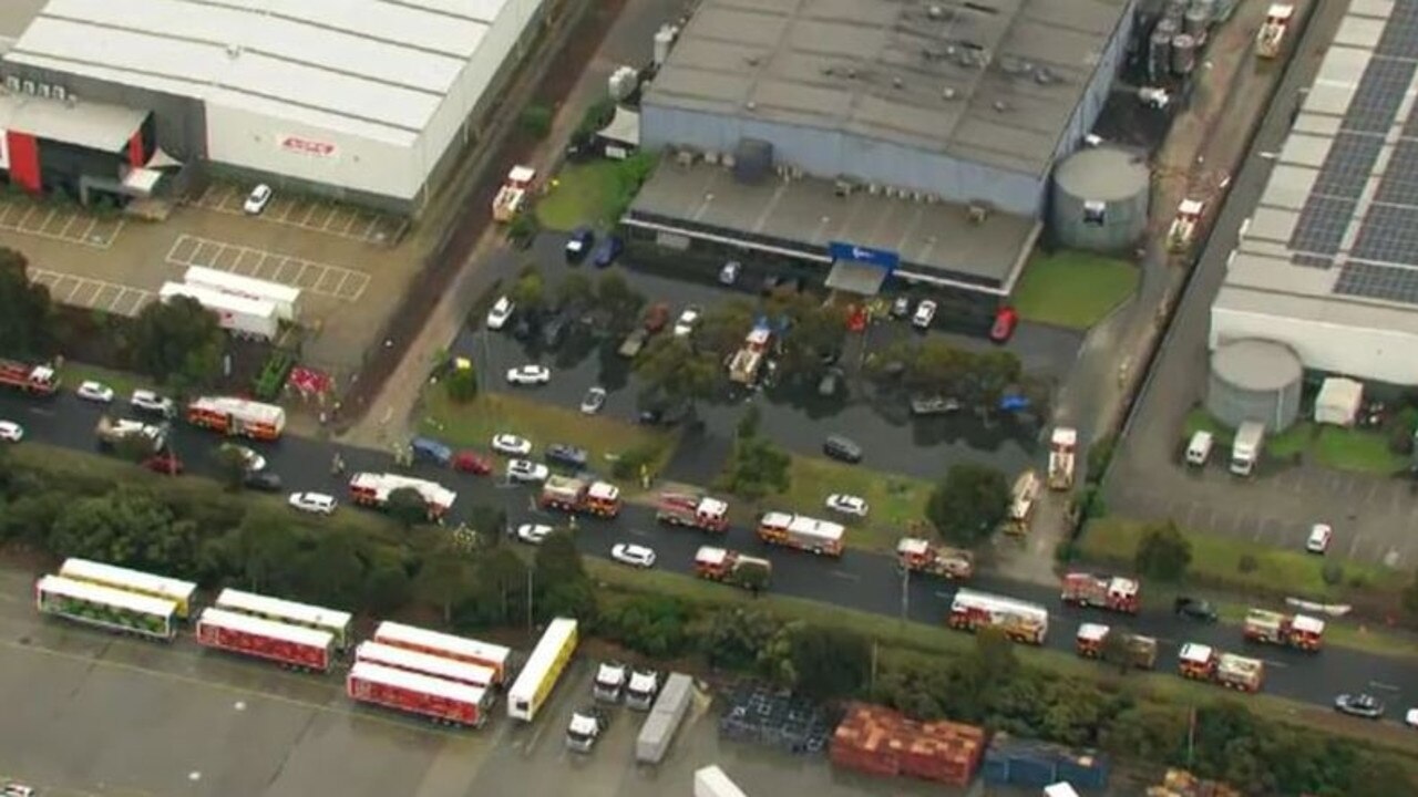 One person is feared to have died and another injured following a chemical explosion at a factory in Melbourne's western suburbs. Picture: Supplied / Channel 9