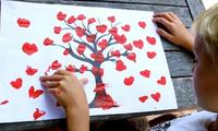 Thumb print hearts tree artwork
