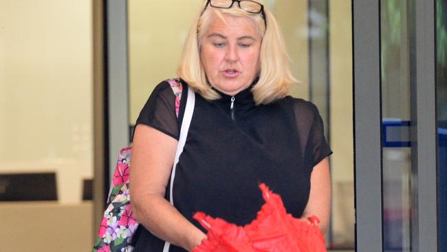 Karen Cattapan leaves the Coroners Court of Victoria on Friday after giving evidence at the inquest into the murder-suicide committed by Charles Bisucci. Picture: NCA NewsWire / Andrew Henshaw