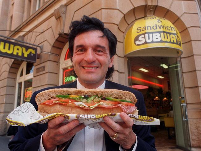 Fred DeLuca is pictured at the Oxford St, Sydney outlet of his sandwich chain in 1995.