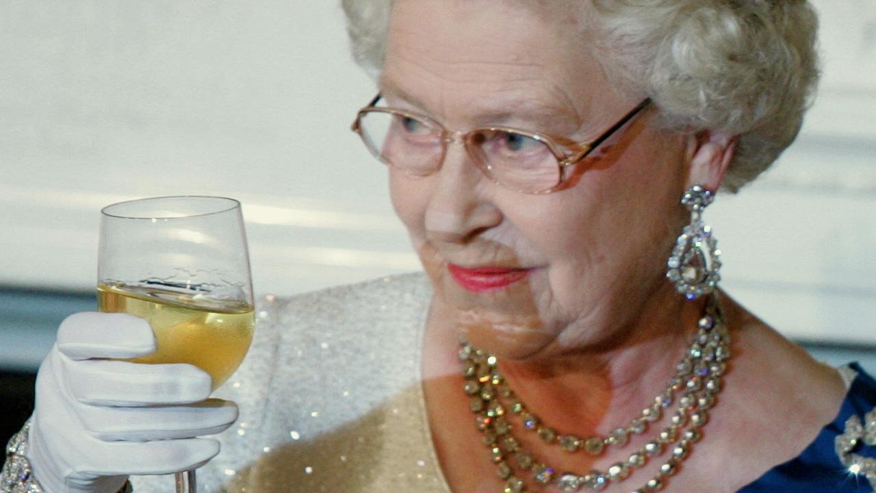 Queen Elizabeth is famously fond of booze and enjoys champagne after dinner most nights, apparently. Picture: AFP