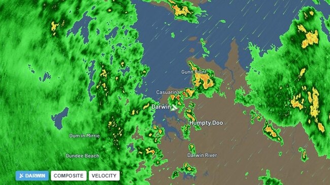 Radar shot of Darwin with rain on the way. Picture: Weatherzone