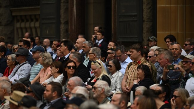 Hundreds of people gathered in Sydney to honour the fallen soldiers and pay their respects. Picture: Dean Lewins/Pool/Getty Images